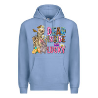 Colony Blue easter dead inside but lucky  with skeleton Premium Hoodie - AdoDesignShop