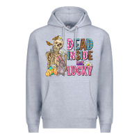 Heather Grey easter dead inside but lucky  with skeleton Premium Hoodie - AdoDesignShop