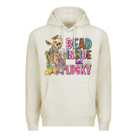 Oatmeal Heather easter dead inside but lucky  with skeleton Premium Hoodie - AdoDesignShop
