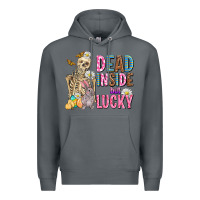 Rock easter dead inside but lucky  with skeleton Premium Hoodie - AdoDesignShop