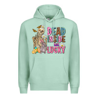 Seafoam easter dead inside but lucky  with skeleton Premium Hoodie - AdoDesignShop