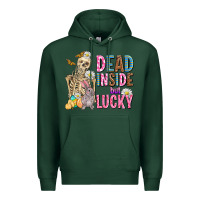 Sports Green easter dead inside but lucky  with skeleton Premium Hoodie - AdoDesignShop