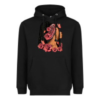 Black Pink roses afro woman Heavyweight Hoodie - RanaPortraitStore