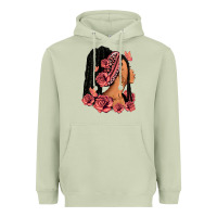 Matcha Pink roses afro woman Heavyweight Hoodie - RanaPortraitStore