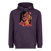 Plum Pink roses afro woman Heavyweight Hoodie - RanaPortraitStore