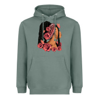 Sage Pink roses afro woman Heavyweight Hoodie - RanaPortraitStore