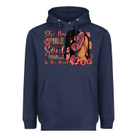 Navy She has fire in her soul afro woman Heavyweight Hoodie - RanaPortraitStore