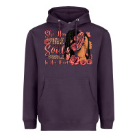 Plum She has fire in her soul afro woman Heavyweight Hoodie - RanaPortraitStore
