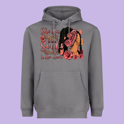 Heavyweight Hoodie She has fire in her soul afro woman