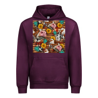 Mauve Wine cow and western seamless pattern Urban Hoodie - BundleAndBundleShop