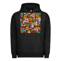 Pigment Black cow and western seamless pattern Urban Hoodie - BundleAndBundleShop
