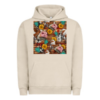 Pigment French Oak cow and western seamless pattern Urban Hoodie - BundleAndBundleShop