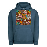 Pigment Midnight Navy cow and western seamless pattern Urban Hoodie - BundleAndBundleShop