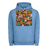 Pigment Pebble Blue cow and western seamless pattern Urban Hoodie - BundleAndBundleShop