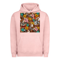 Pigment Salmon cow and western seamless pattern Urban Hoodie - BundleAndBundleShop