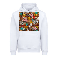 White cow and western seamless pattern Urban Hoodie - BundleAndBundleShop