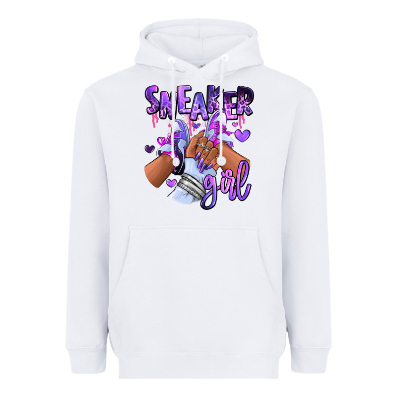 Purple Galaxy Sneaker Girl Heavyweight Hoodie by RanaPortraitStore | Teevron