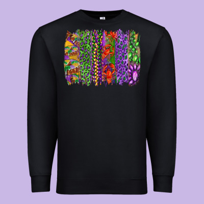 Mardi Gras Brush Strokes King Cake And Craw Fish Premium Sweatshirt Designed By Ranaportraitstore