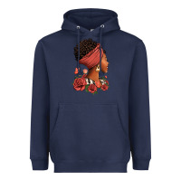 Navy She who kneels before god can stand before anyone Heavyweight Hoodie - RanaPortraitStore