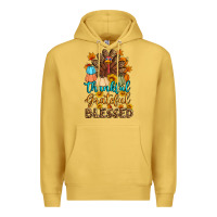 Antique Gold thankful grateful blessed turkey Premium Hoodie - Artiststas