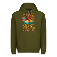 Army Green thankful grateful blessed turkey Premium Hoodie - Artiststas
