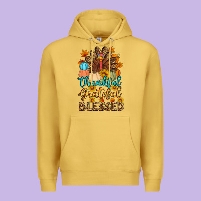 Thankful Grateful Blessed Turkey Premium Hoodie Designed By Artiststas
