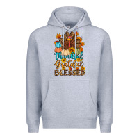 Heather Grey thankful grateful blessed turkey Premium Hoodie - Artiststas