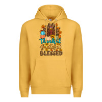 Mustard thankful grateful blessed turkey Premium Hoodie - Artiststas