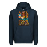 Navy thankful grateful blessed turkey Premium Hoodie - Artiststas
