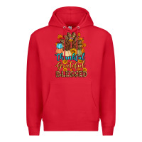Red thankful grateful blessed turkey Premium Hoodie - Artiststas