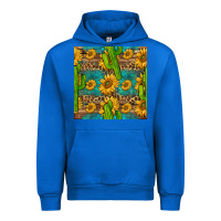 Cobalt sunflower and cactus seamless pattern Urban Hoodie - BundleAndBundleShop
