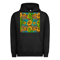 Pigment Black sunflower and cactus seamless pattern Urban Hoodie - BundleAndBundleShop