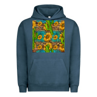 Pigment Midnight Navy sunflower and cactus seamless pattern Urban Hoodie - BundleAndBundleShop