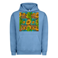 Pigment Pebble Blue sunflower and cactus seamless pattern Urban Hoodie - BundleAndBundleShop