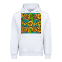 White sunflower and cactus seamless pattern Urban Hoodie - BundleAndBundleShop
