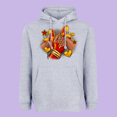 Heavyweight Hoodie Softball afro girl sneakers
