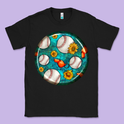 Baseball With Sunflower Round Earrings Classic Tee Designed By Bundleandbundleshop