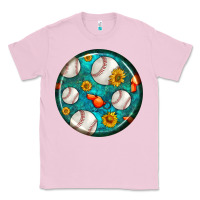 Bubblegum Pink baseball with sunflower round earrings Classic Tee - BundleAndBundleShop