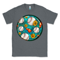 Charcoal Heather baseball with sunflower round earrings Classic Tee - BundleAndBundleShop
