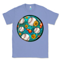 Colony Blue baseball with sunflower round earrings Classic Tee - BundleAndBundleShop