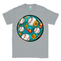 Heather Grey baseball with sunflower round earrings Classic Tee - BundleAndBundleShop