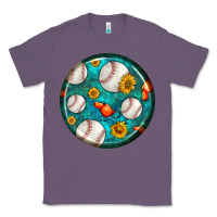 Lavender baseball with sunflower round earrings Classic Tee - BundleAndBundleShop