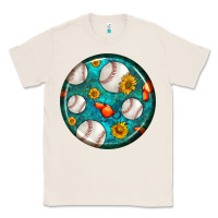 Natural baseball with sunflower round earrings Classic Tee - BundleAndBundleShop