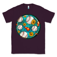 Plum baseball with sunflower round earrings Classic Tee - BundleAndBundleShop