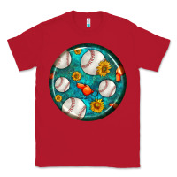 Red baseball with sunflower round earrings Classic Tee - BundleAndBundleShop
