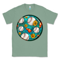 Sage baseball with sunflower round earrings Classic Tee - BundleAndBundleShop
