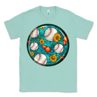 Seafoam baseball with sunflower round earrings Classic Tee - BundleAndBundleShop