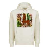 Oatmeal Heather Hereford cactus sunflower Premium Hoodie - JahusDesignShop