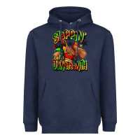 Navy Steppin' into Juneteenth sneaker and heel afro wom Heavyweight Hoodie - RanaPortraitStore