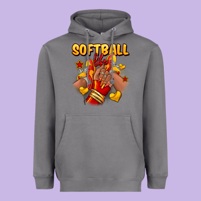 Heavyweight Hoodie Softball life afro girl sneakers